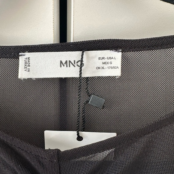 MNG MANGO Mesh Sheer Ruched Long Sleeve Bodysuit - Black - Picture 3 of 4